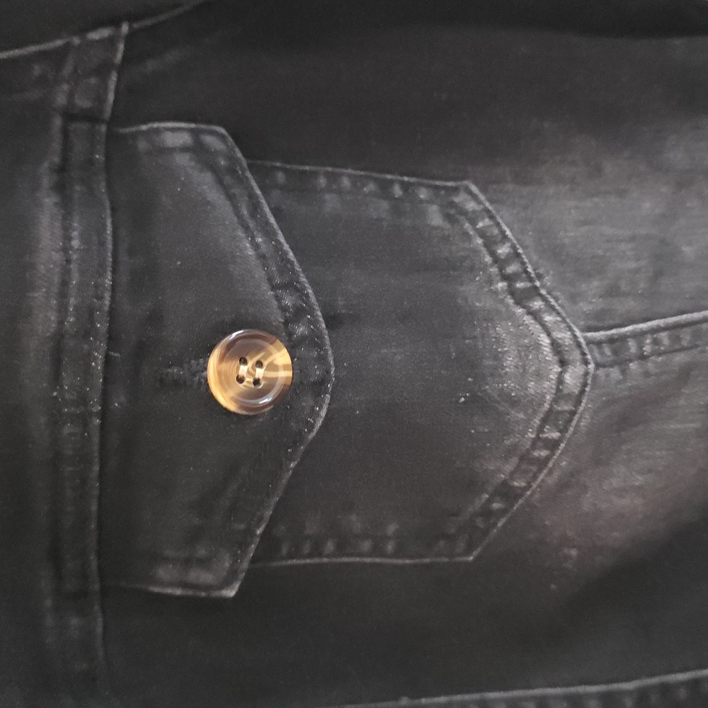 Distressed Black Cropped Denim Bolero Jacket – Size Large - Picture 4 of 9